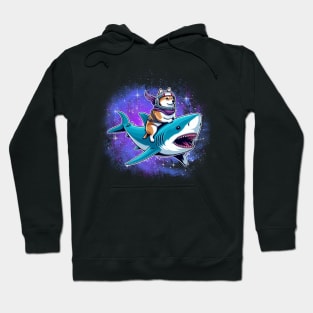 Corgi Riding Shark Jaw some Dog Lover Gifts Space Galaxy Hoodie